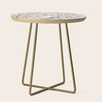 Chinoiserie Blush Pink Fresco Floral Garden Birds Oriental Botanical Side Table Gallery Image 1