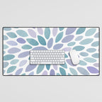 Festive, Flower Bloom, Purple and Teal, Floral Prints Desk Mat Gallery Image 1