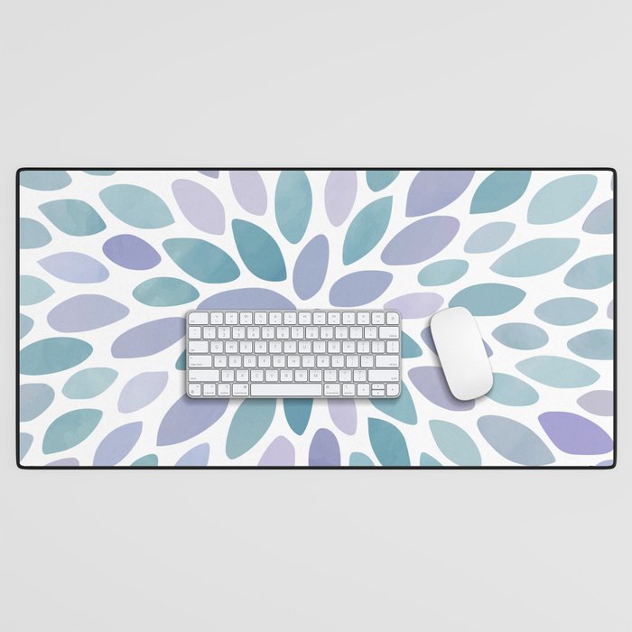 Festive, Flower Bloom, Purple and Teal, Floral Prints Desk Mat Gallery Image 1