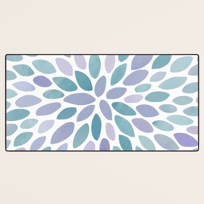 Festive, Flower Bloom, Purple and Teal, Floral Prints Desk Mat Gallery Image 3