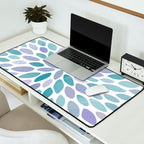 Festive, Flower Bloom, Purple and Teal, Floral Prints Desk Mat Gallery Image 2