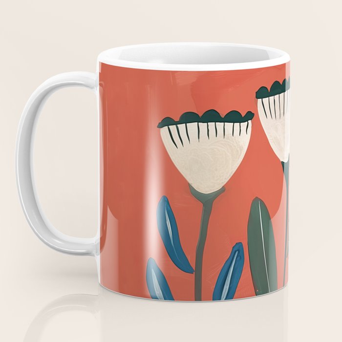 Terracotta Folk Blooms Coffee Mug Gallery Image 3
