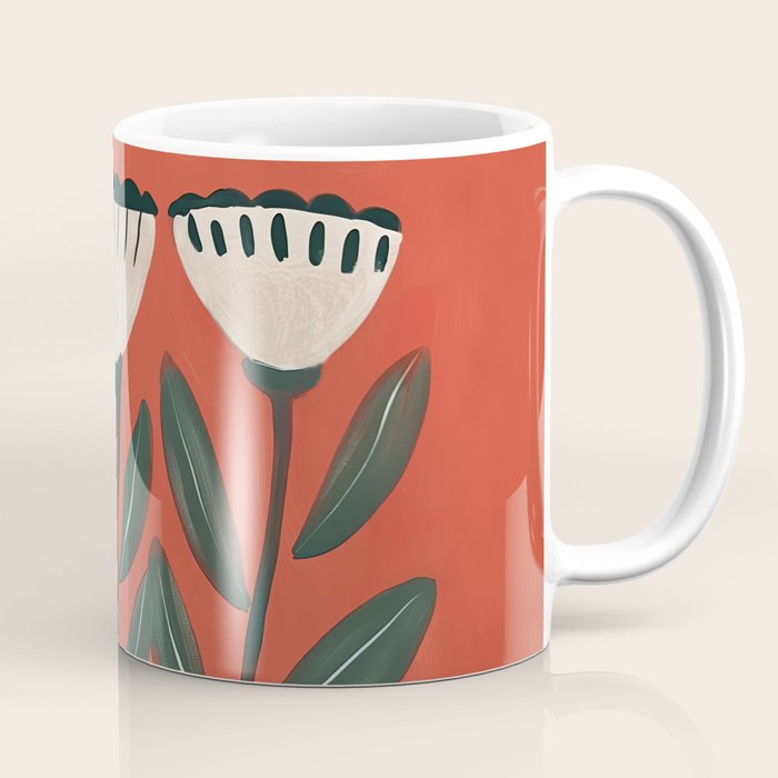 Terracotta Folk Blooms Coffee Mug Gallery Image 1