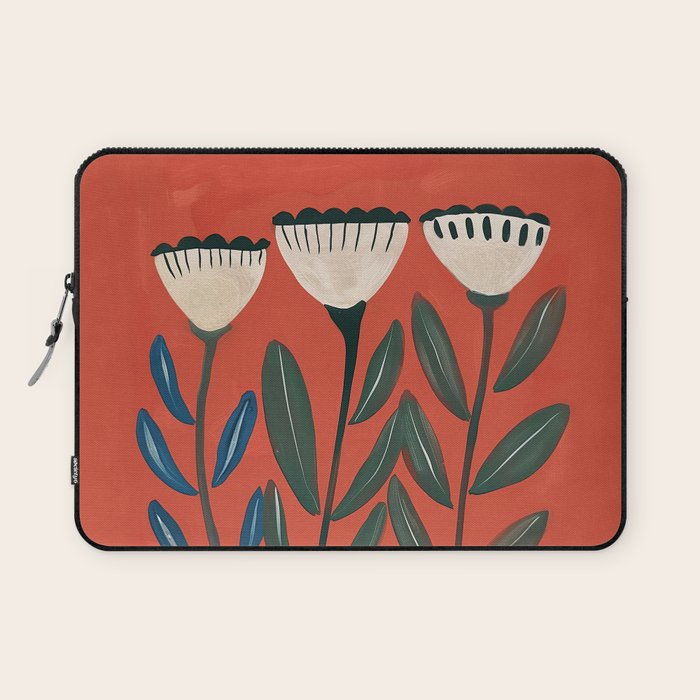 Terracotta Folk Blooms Laptop Sleeve Gallery Image 1