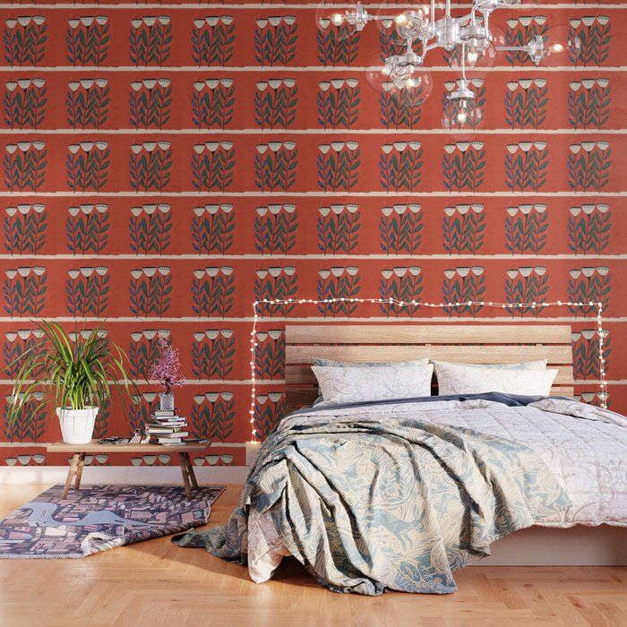 Terracotta Folk Blooms Wallpaper Gallery Image 3