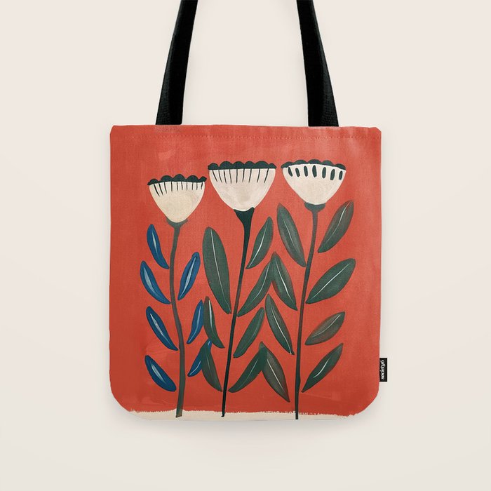 Terracotta Folk Blooms Tote Bag Gallery Image 1
