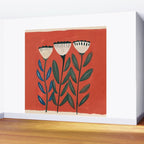 Terracotta Folk Blooms Wall Mural Gallery Image 2