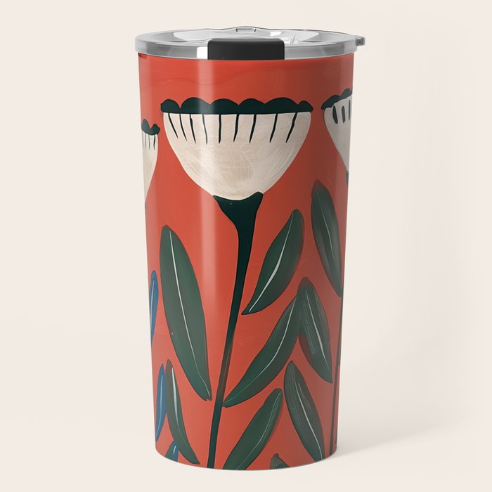 Terracotta Folk Blooms Travel Mug Gallery Image 1