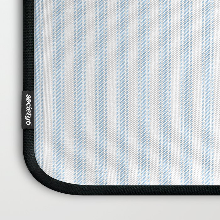 Pastel Blue & White Ticker Stripe Laptop Sleeve Gallery Image 3