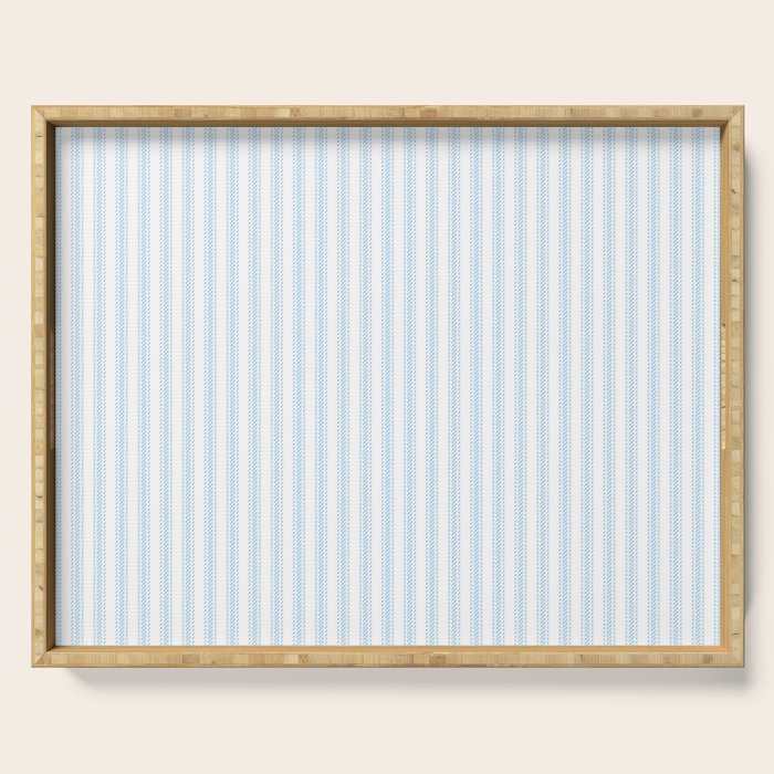 Pastel Blue & White Ticker Stripe Serving Tray Gallery Image 1