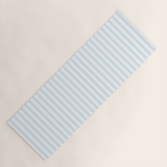 Pastel Blue & White Ticker Stripe Yoga Mat Gallery Image 1