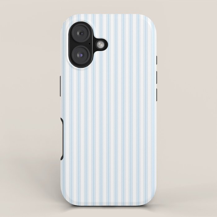 Pastel Blue & White Ticker Stripe iPhone Case Gallery Image 1