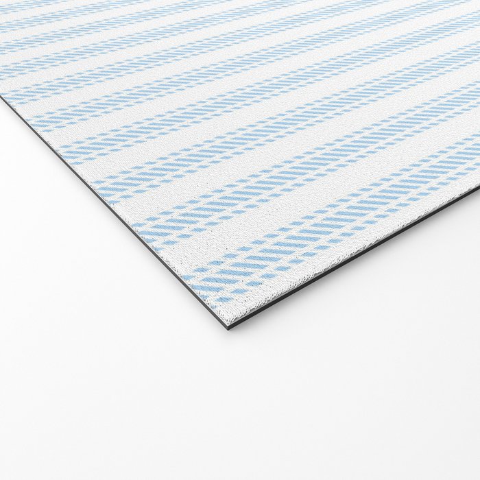 Pastel Blue & White Ticker Stripe Welcome Mat Gallery Image 2