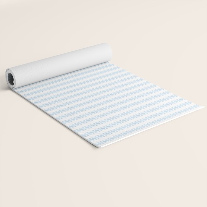 Pastel Blue & White Ticker Stripe Yoga Mat Gallery Image 2