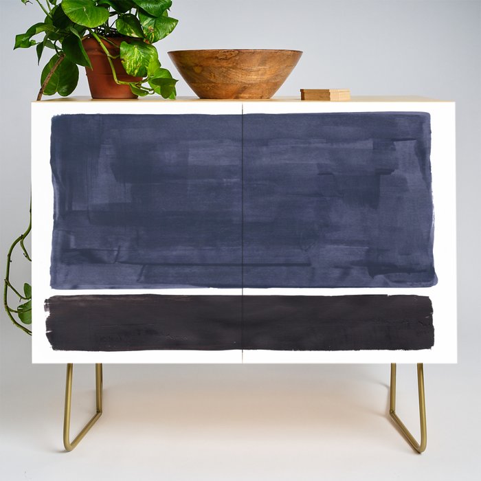 Navy Black Rothko Fun Colorful Mid Century Modern Abstract Painting Shapes Pattern Credenza Gallery Image 1