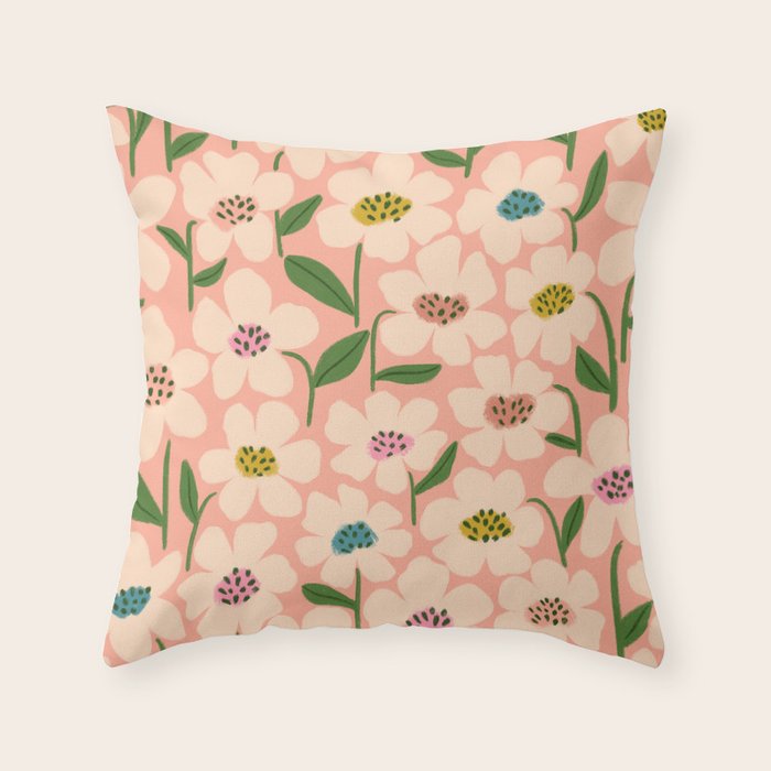 Blossom - Color fun Peach Throw Pillow Gallery Image 6