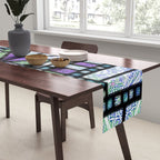 Aqua and Green Art Deco Stained Glass Design Table Runner Gallery Image 2