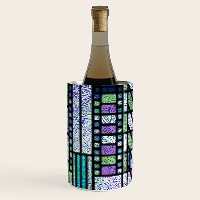 Aqua and Green Art Deco Stained Glass Design Wine Chiller Gallery Image 2
