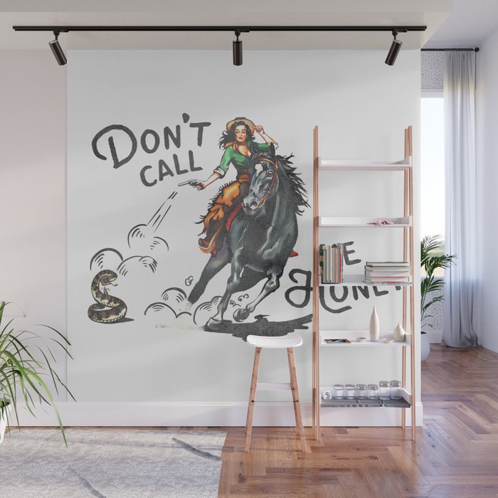 "Don't Call Me Honey" Cowgirl On Horseback Shooting a Rattlesnake Wall Mural Gallery Image 1