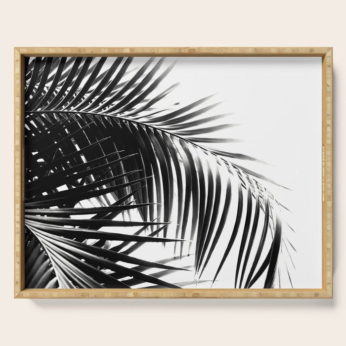 Palm Leaves Black & White Vibes #3 #tropical #decor #art #society6 Serving Tray Gallery Image 1