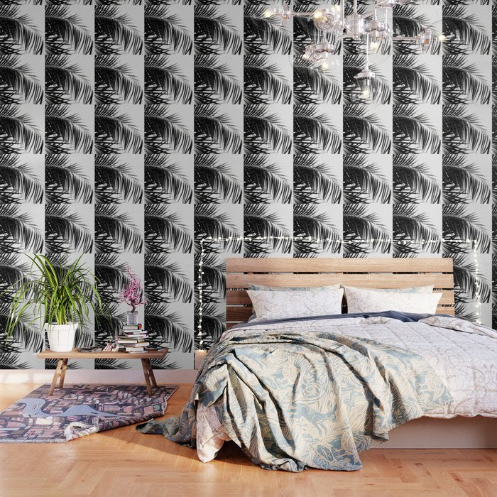 Palm Leaves Black & White Vibes #3 #tropical #decor #art #society6 Wallpaper Gallery Image 1