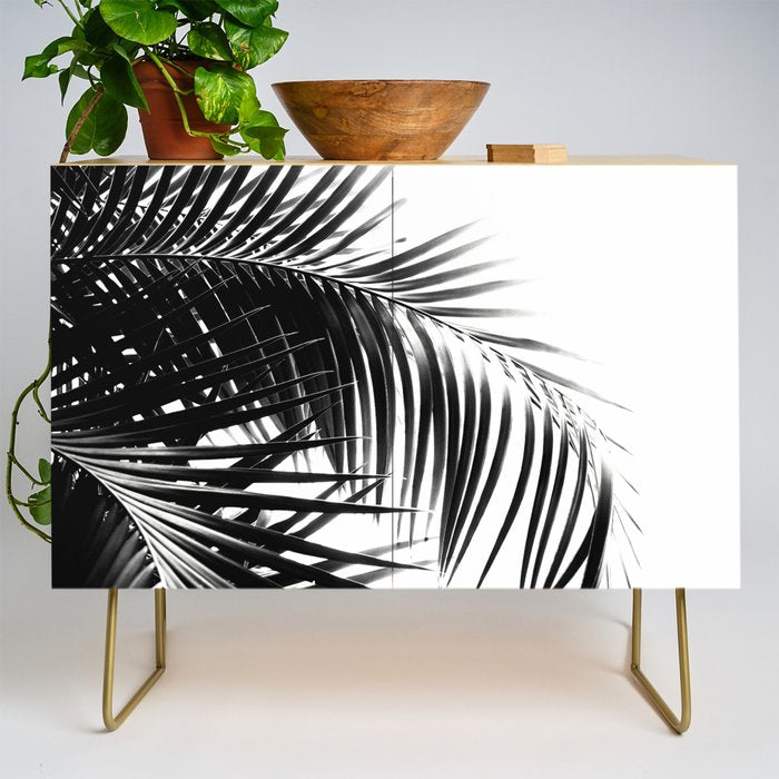 Palm Leaves Black & White Vibes #3 #tropical #decor #art #society6 Credenza Gallery Image 1