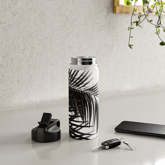 Palm Leaves Black & White Vibes #3 #tropical #decor #art #society6 Water Bottle Gallery Image 5