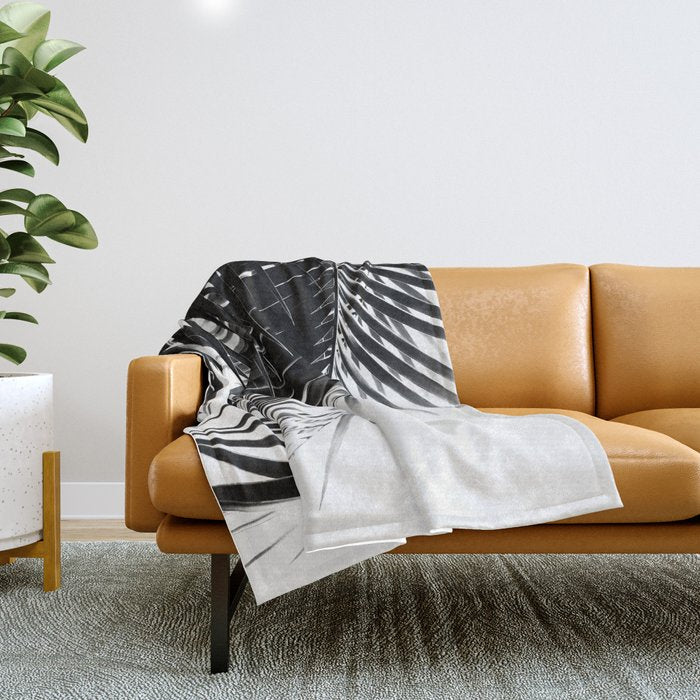 Palm Leaves Black & White Vibes #3 #tropical #decor #art #society6 Throw Blanket Gallery Image 1