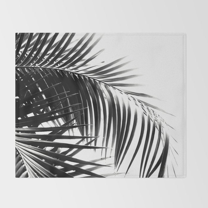 Palm Leaves Black & White Vibes #3 #tropical #decor #art #society6 Throw Blanket Gallery Image 2