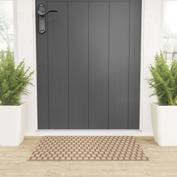Minimalist Geometric Check Pattern Welcome Mat Gallery Image 3