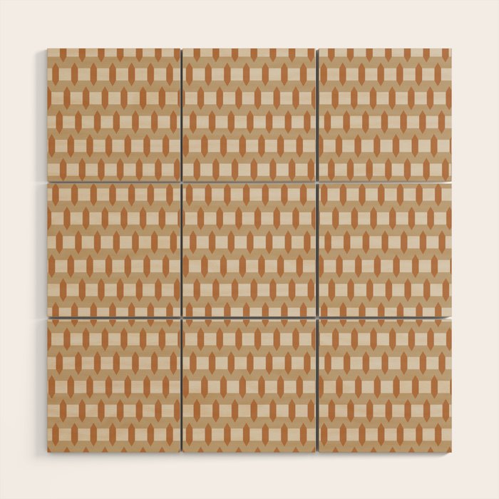 Minimalist Geometric Check Pattern Wood Wall Art Gallery Image 1