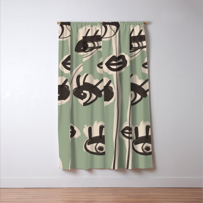 Abstract line art eyes 7 Window Curtain Gallery Image 3