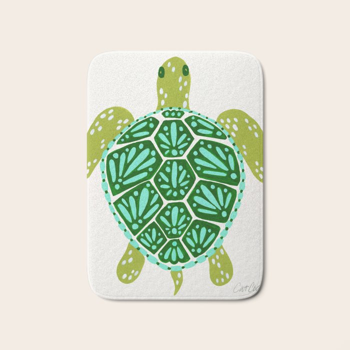 Sea Turtle - Green Palette Bath Mat Gallery Image 1