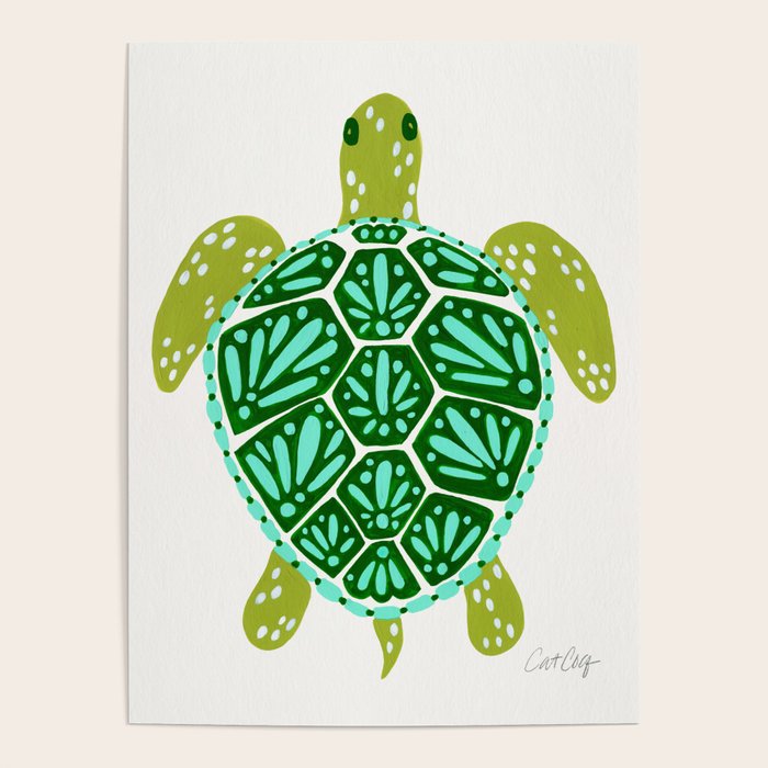 Sea Turtle - Green Palette Poster Gallery Image 4