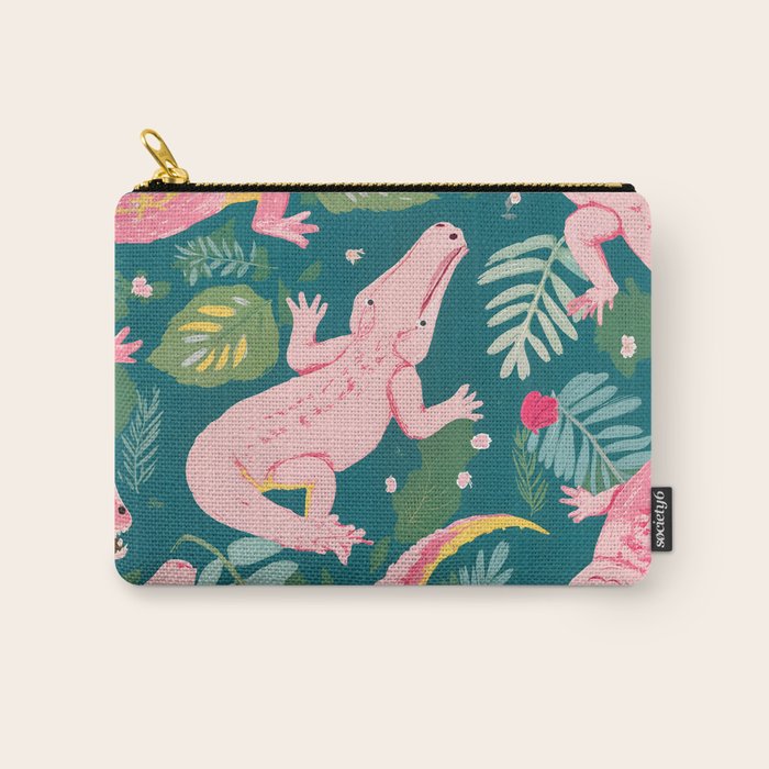 Party Gators (Warning - Pink Crocodiles Swim Here!) Carry All Pouch Gallery Image 1