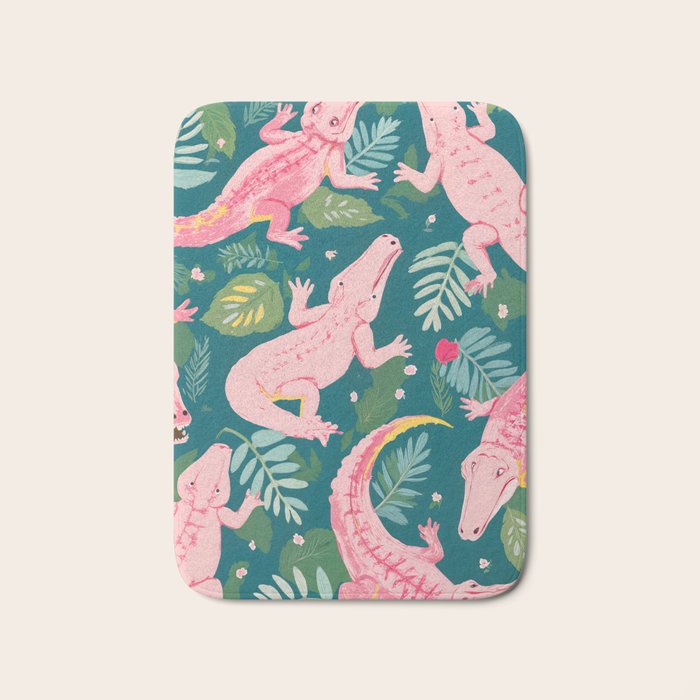 Party Gators (Warning - Pink Crocodiles Swim Here!) Bath Mat Gallery Image 1
