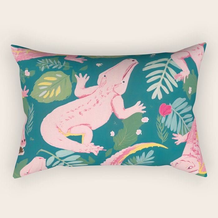 Party Gators (Warning - Pink Crocodiles Swim Here!) Rectangular Pillow Gallery Image 1
