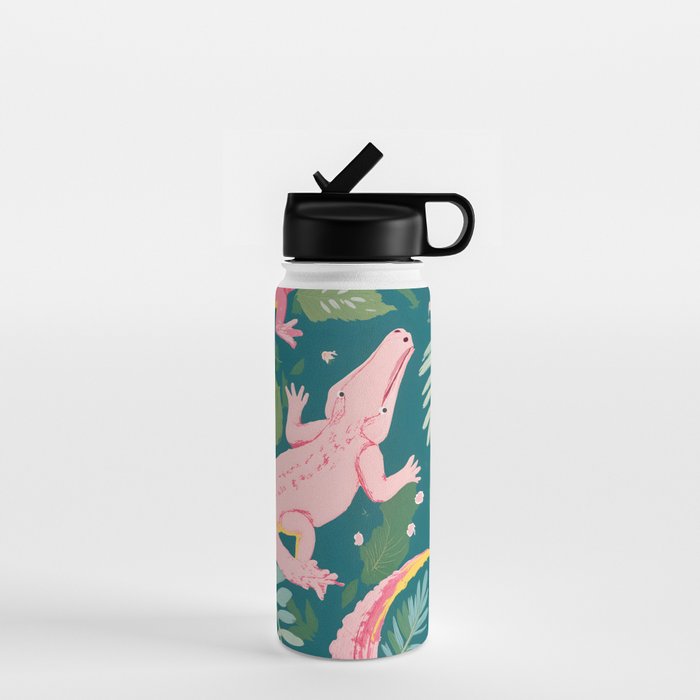 Party Gators (Warning - Pink Crocodiles Swim Here!) Water Bottle Gallery Image 1
