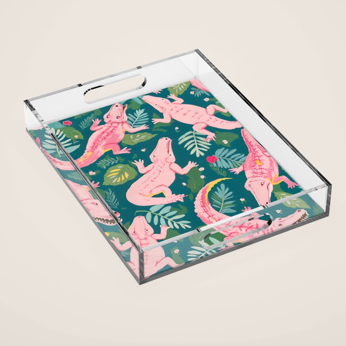 Party Gators (Warning - Pink Crocodiles Swim Here!) Acrylic Tray Gallery Image 1