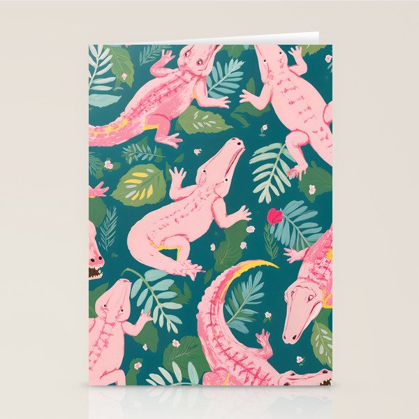 Party Gators (Warning - Pink Crocodiles Swim Here!) Stationery Card Gallery Image 2