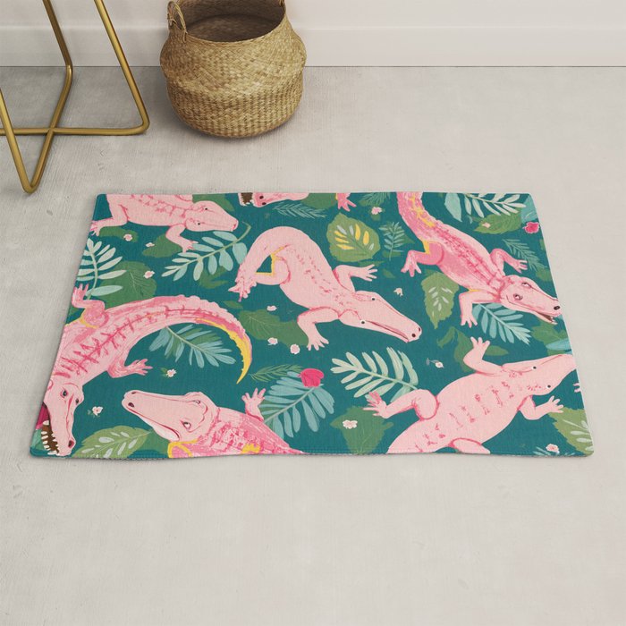 Party Gators (Warning - Pink Crocodiles Swim Here!) Rug Gallery Image 1
