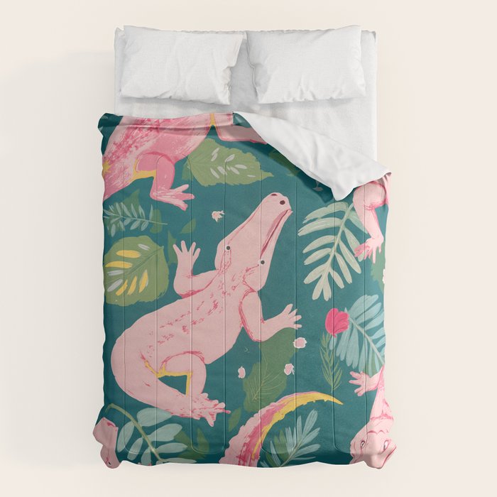Party Gators (Warning - Pink Crocodiles Swim Here!) Comforter Gallery Image 6