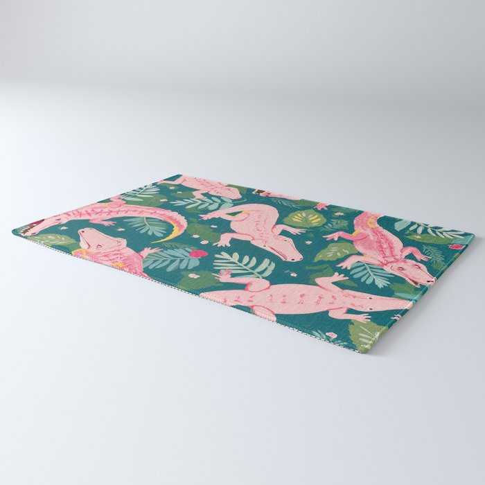 Party Gators (Warning - Pink Crocodiles Swim Here!) Rug Gallery Image 3