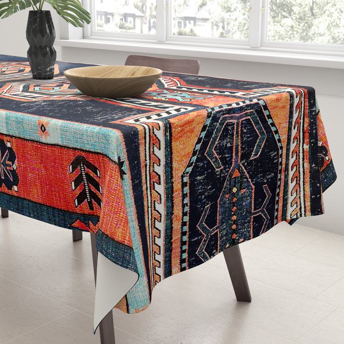 Davagin  Antique Daghestan East Caucasus Kilim Print Tablecloth Gallery Image 3