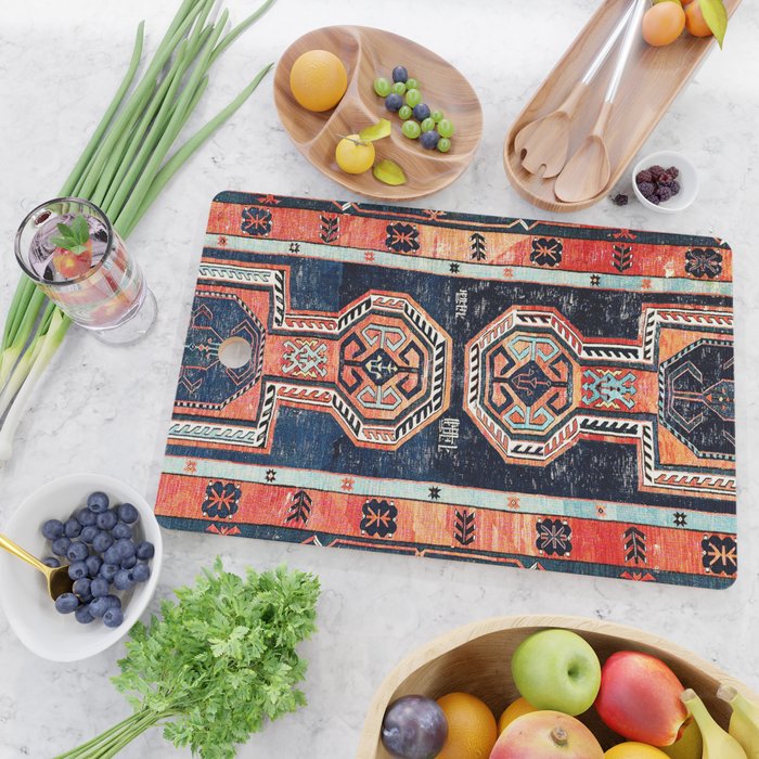 Davagin  Antique Daghestan East Caucasus Kilim Print Cutting Board Gallery Image 2