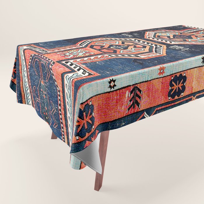 Davagin  Antique Daghestan East Caucasus Kilim Print Tablecloth Gallery Image 1