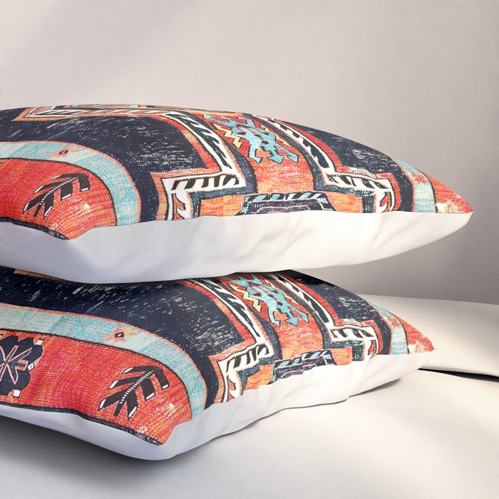 Davagin  Antique Daghestan East Caucasus Kilim Print Pillow Sham Gallery Image 3