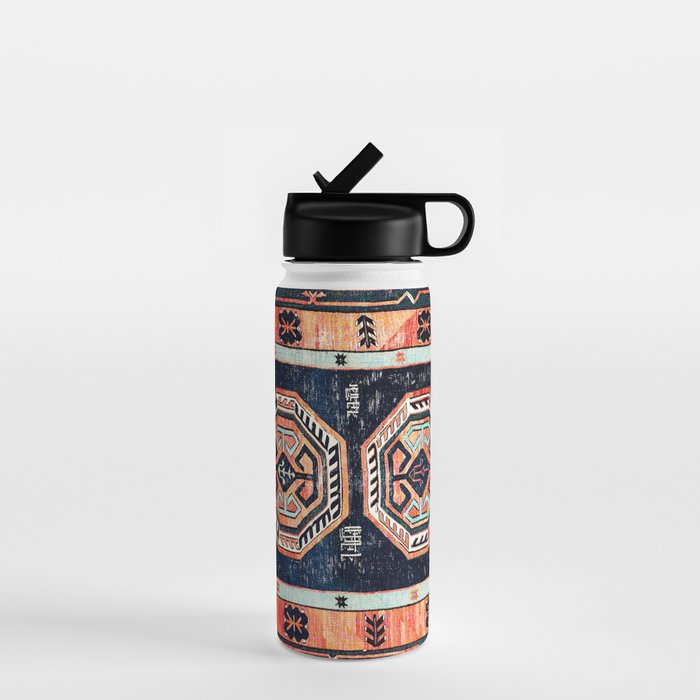 Davagin  Antique Daghestan East Caucasus Kilim Print Water Bottle Gallery Image 1