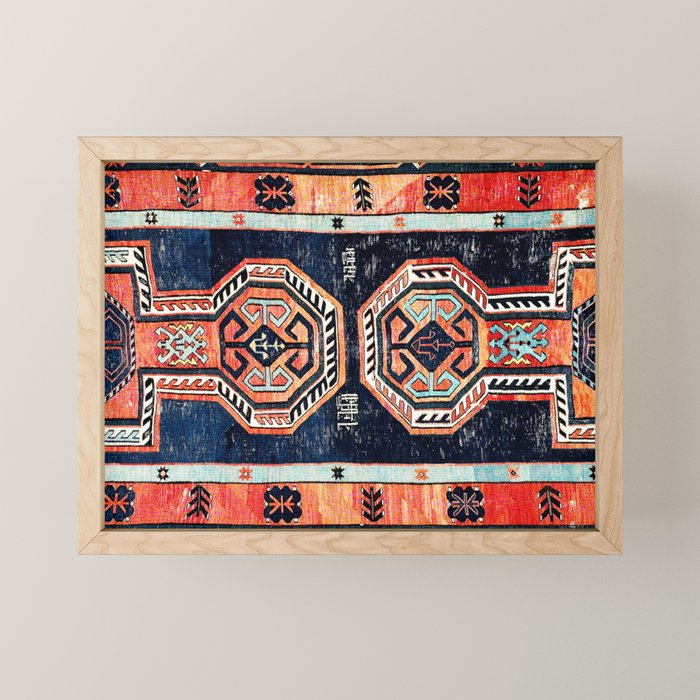 Davagin  Antique Daghestan East Caucasus Kilim Print Mini Art Print Gallery Image 1