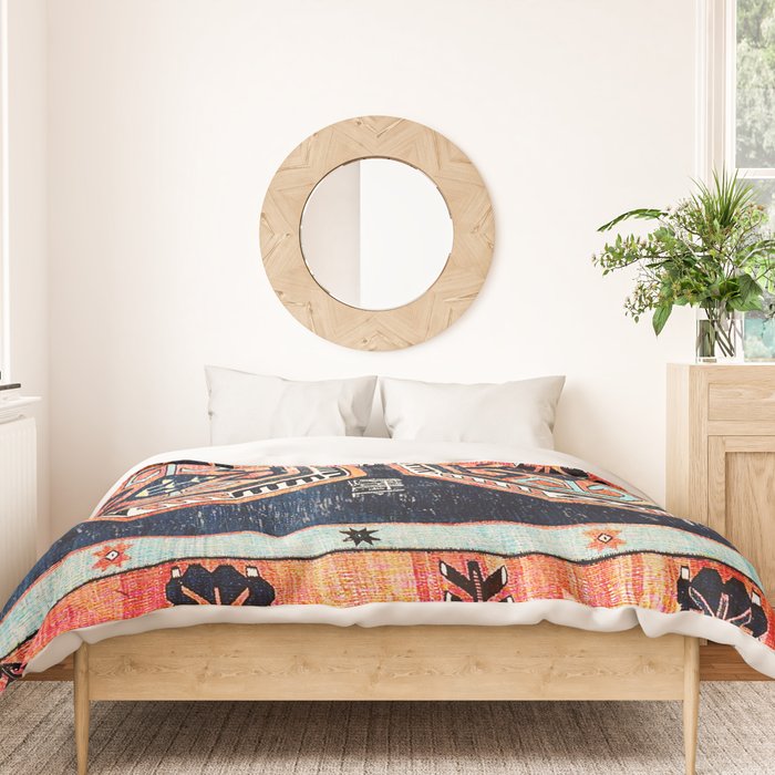 Davagin  Antique Daghestan East Caucasus Kilim Print Duvet Cover Gallery Image 3